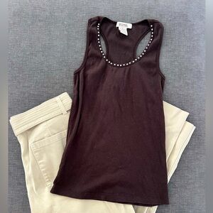 Michael Kors Studded Raceback Tank Top Sz M Vintage